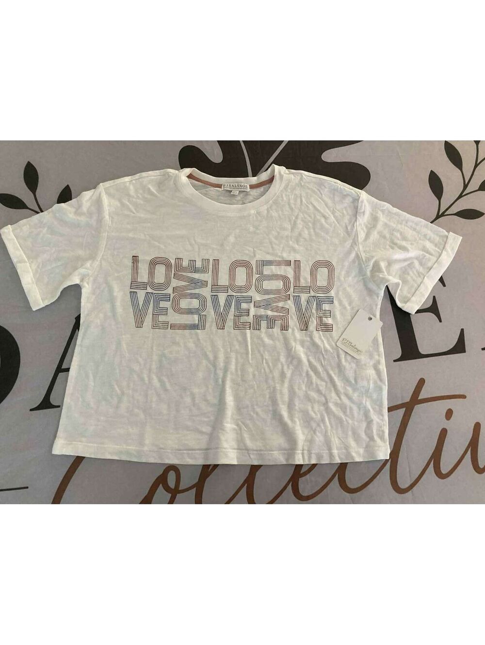 P.J. Salvage White Graphic Love Print T-Shirt Size L